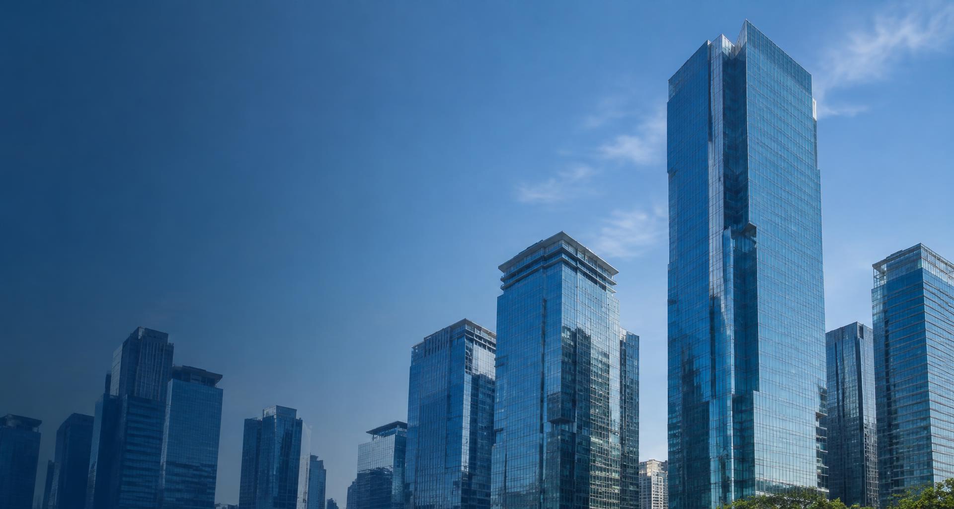 Modern glass office buildings in a financial business district